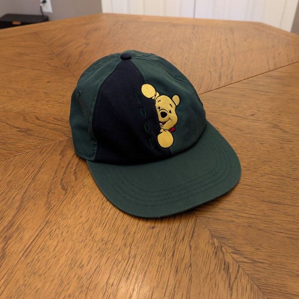 Vintage Disney Winnie the Pooh Hat Green Navy Colorblock